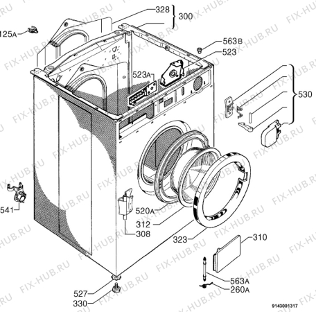 Взрыв-схема стиральной машины Zanussi FLS1002V - Схема узла Housing 001